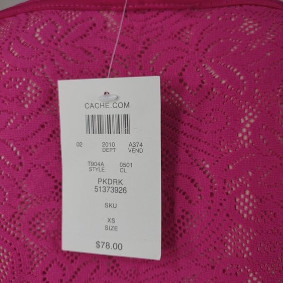 NWT Cache pink sheer laser cut stretch lace tee blouse shirt ladies XS - Picture 5 of 8